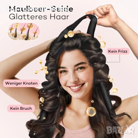 Нов Копринен безтоплинен ролер за къдрици коса Umisleep 99 см черен , снимка 4 - Аксесоари за коса - 52159957