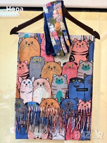 Шал Кашмир с Котки , снимка 10 - Шапки - 20048160