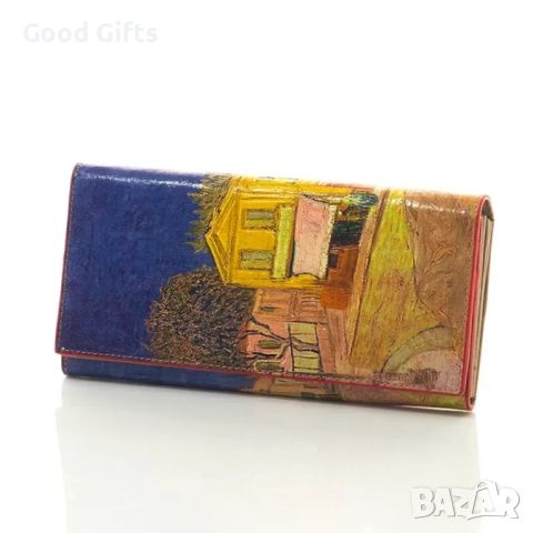 Арт Дамско портмоне от естествена кожа, Картина на Ван Гог, снимка 1 - Портфейли, портмонета - 46374837