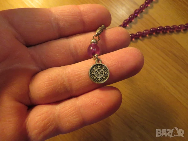 Броеница, виолетова османска броеница с орнаменти, турска броеница  с 33 мъниста, снимка 2 - Антикварни и старинни предмети - 50741519