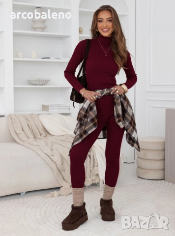 Дамски комплект от оребрена блуза с поло яка и клин от Milly, 4цвята , снимка 18 - Комплекти - 52109927