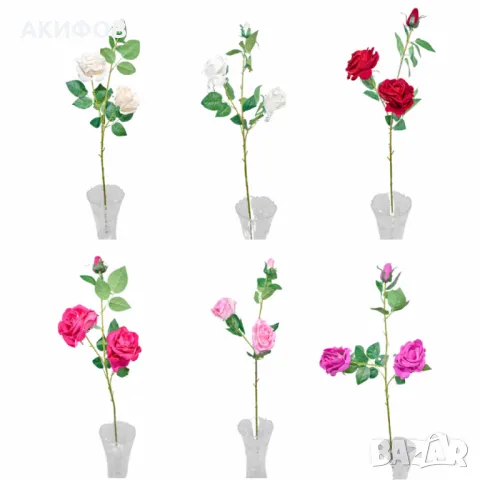 Изкуствени стръкове с рози – 6 цвята