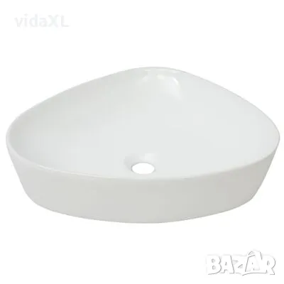 vidaXL Керамична триъгълна мивка, бяла, 50,5x41х12 см（SKU:142345）, снимка 1 - Мивки - 48497916