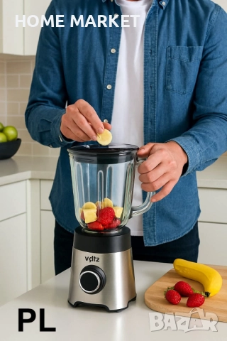 Блендер Oliver Voltz OV51162E, 800-1000W, 2 скорости + Pulse, стъклена кана 1.5L, Инокс Описание: Бл