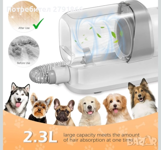 Комплект прахосмукачка за груминг на домашни любимци 2.3L , снимка 3 - За кучета - 52167025