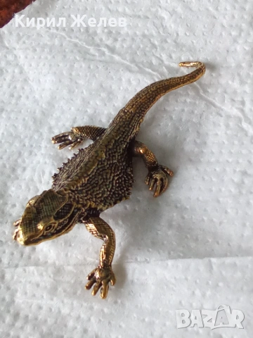 Месингова статуетка фигура на гущер 52743, снимка 2 - Антикварни и старинни предмети - 53220650