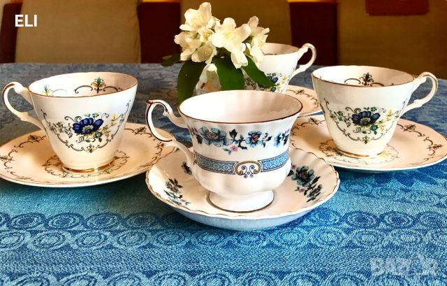 Argyle Английски Костен Порцелан В синьо Сет за чай/кафе Нежни цветя, снимка 6 - Чаши - 45381147