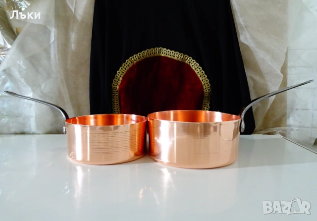 Медна тенджера,тиган,4 л. ,чиста червена мед. , снимка 9 - Антикварни и старинни предмети - 52595178