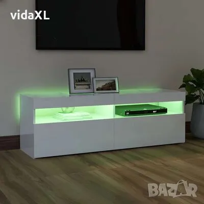 vidaXL ТВ шкаф с LED осветление, бял гланц, 120x35x40 см（SKU:804379）, снимка 4 - Шкафове - 48979712