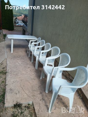 Градинска маса с 6 стола и две градински сгъваеми дървени кресла, снимка 10 - Градински мебели, декорация  - 46416898