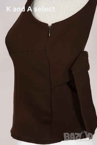 Кафяв топ с панделка на гърба – модел “Bella”, снимка 3 - Корсети, бюстиета, топове - 51170916