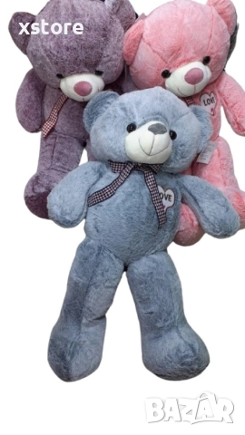 Подаръчно плюшено мече LOVE, лилаво, розово, синьо 80см, снимка 3 - Плюшени играчки - 52793788