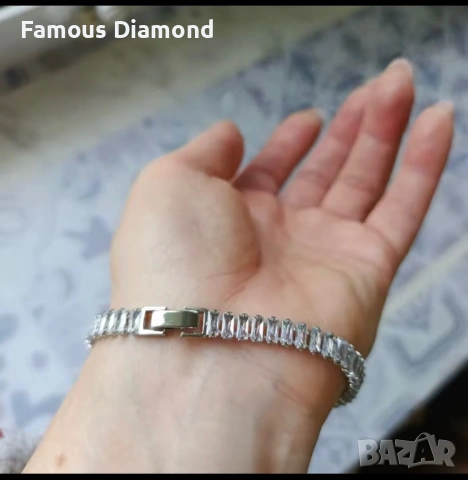 Сребърна  тенис гривна , снимка 3 - Гривни - 53777016