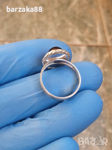 Сребърен пръстен с Лилав камък, снимка 2 - Пръстени - 45729501