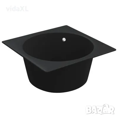 vidaXL Кухненска мивка с преливник, черна, гранит(SKU:147065), снимка 3 - Мивки - 48613809