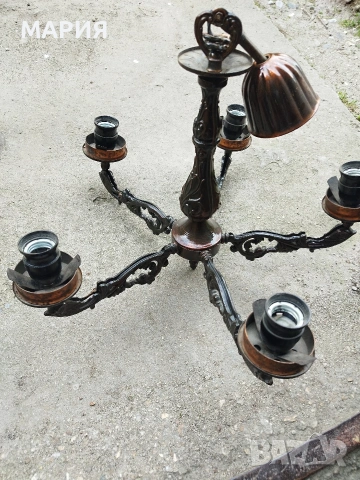 Страхотен метален винтидж полюлей , снимка 8 - Лампи за таван - 53690360