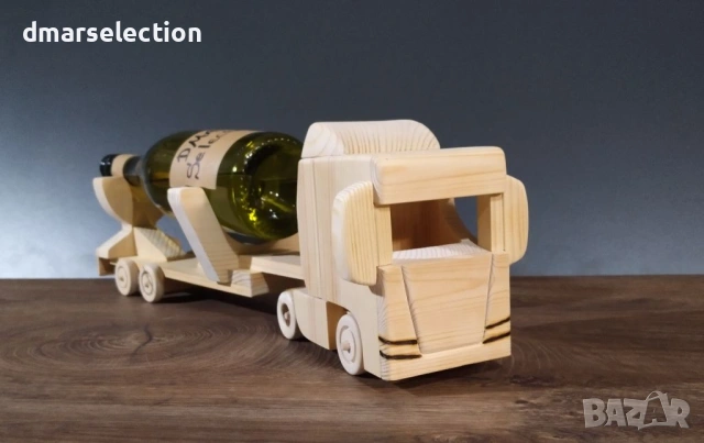 Декоративен дървен камион с ремарке - поставка за бутилка DMAR 319M4, снимка 5 - Колекции - 53591652