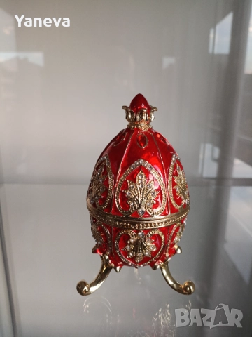 Метални , елегантни , луксозни кутии за бижута , оформени като яйце в стил Фаберже. , снимка 2 - Статуетки - 52155928