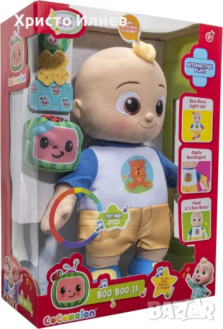 Интерактивна играчка Cocomelon Boo Boo JJ 30 см Кокомелон със звуци песни, снимка 9 - Плюшени играчки - 47626452