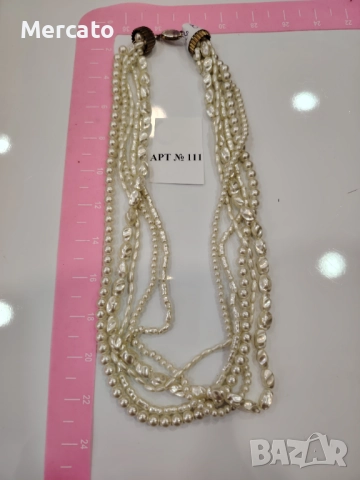 Гердан пет реда перли АРТ №111, снимка 4 - Колиета, медальони, синджири - 52321608