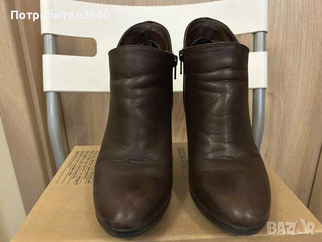 Кафяви боти на ток , снимка 5 - Дамски боти - 43168484