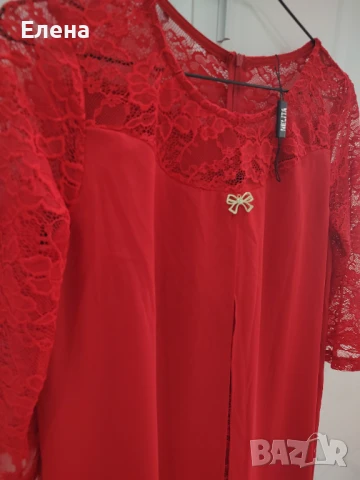 Червена дамска рокля , снимка 6 - Рокли - 51308247