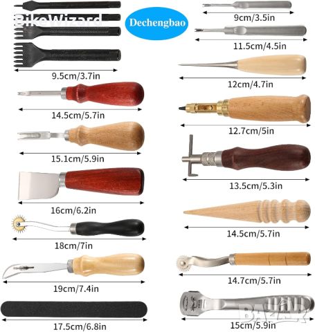 Комплект инструменти за обработка на кожа/плат/хартия  18 части НОВО, снимка 6 - Други инструменти - 46427394