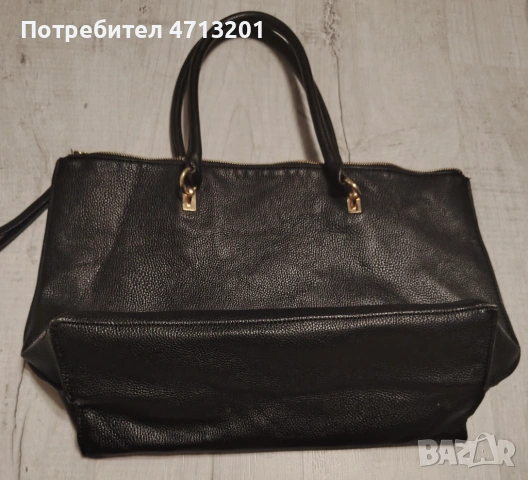 Черна кожена чанта H&M, снимка 3 - Чанти - 53178960