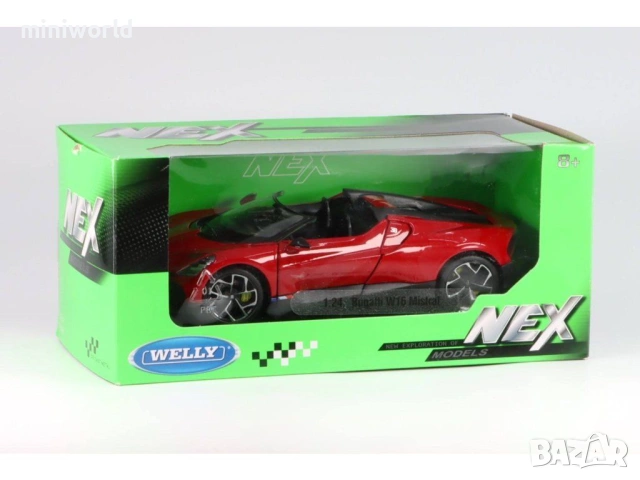 Bugatti W16 Mistral Cabriolet - мащаб 1:24 на Welly моделът е нов в кутия, снимка 5 - Колекции - 54279855