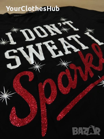 Love Moschino I DON'T SWEAT I Sparkle 38 (S/M) size Дамска тениска, снимка 4 - Тениски - 53736838