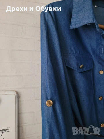 Дънкова рокля тип риза , снимка 4 - Рокли - 54157909