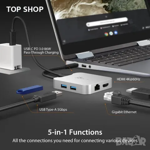 j5create USB C хъб за MacBook, ChromeBook, XPS, Surface Pro (JCD391), снимка 4 - Друга електроника - 49457530