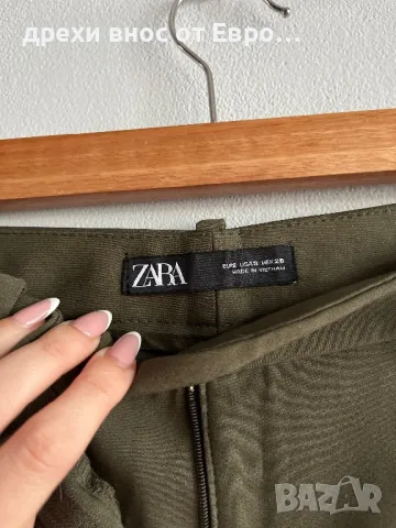 ZARA S зелен дамски панталон, снимка 3 - Панталони - 50187979