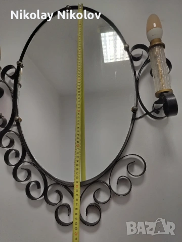огледало от ковано желязо и аплици , снимка 5 - Огледала - 53331080