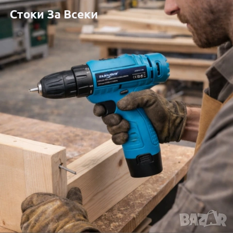 Комплект безжичен винтоверт с 2 батерии и LED, снимка 9 - Винтоверти - 53709597