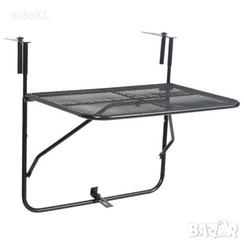vidaXL Балконска маса, черна, 60x40 см, стомана(SKU:325924, снимка 1 - Маси - 46215656