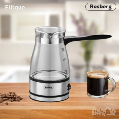 Джезве електрическо Rosberg, 600W, 500 мл., Стъклено, 2 ГОДИНИ ГАРАНЦИЯ, снимка 4 - Кани - 52786929