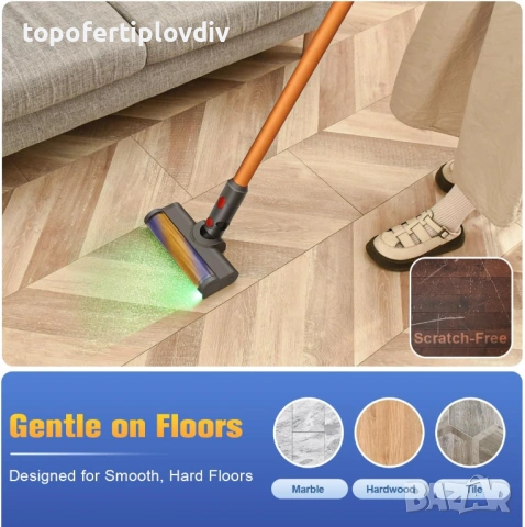 Четка за Dyson V10, V11, V15, V7, V8, MOPEI LED Parquet Brush, снимка 5 - Прахосмукачки - 53654156