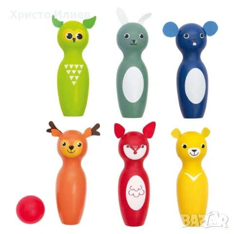 Дървен комплект за боулинг с форми на животни, снимка 2 - Образователни игри - 54121918