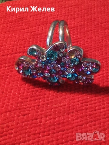 Модерен Арт сребърен пръстен декориран с Аквамарин и Робини изящен скъпоценен 51804, снимка 14 - Пръстени - 52987162