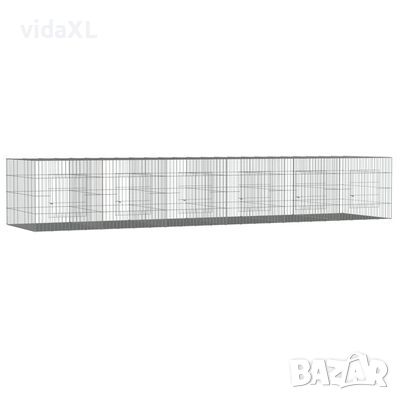 vidaXL Клетка за зайци, 6 панела, 327x79x54 см, поцинковано желязо（SKU:171572, снимка 1 - Други - 46231586