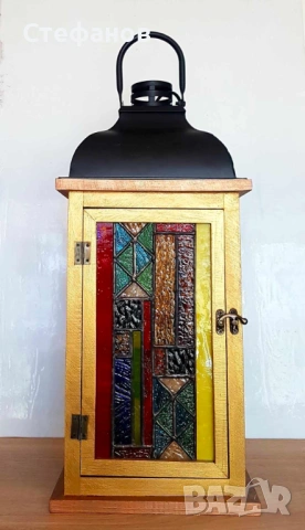 Градински фенер, техника "Тифани", снимка 3 - Градински мебели, декорация  - 53154201