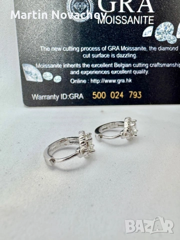 Сребърни обеци с мойсанит (Диамант) 0.5 карата, снимка 3 - Обеци - 53647946