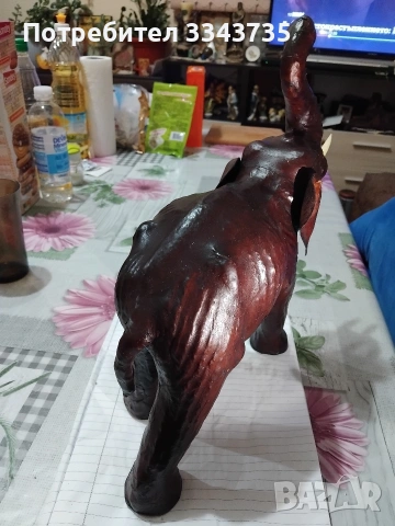 Фигура на слон покрита с естествена кожа., снимка 6 - Антикварни и старинни предмети - 53195297