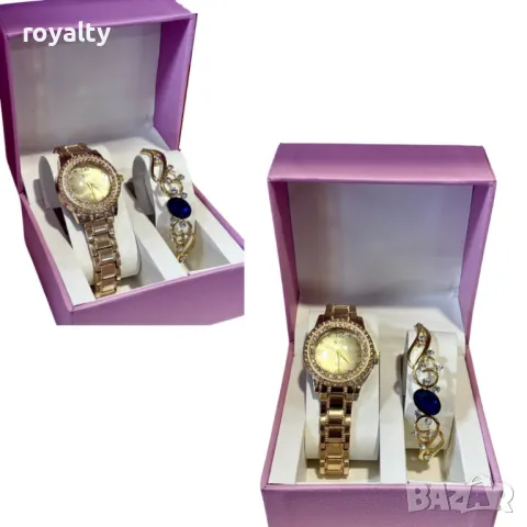 Луксозен дамски комплект – елегантен часовник и изискана гривна със скъпоценни камъни, снимка 3 - Подаръци за жени - 49173595