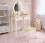 Детска дървена тоалетка с табуретка и аксесоари | Бяла | PraktiHome, снимка 9