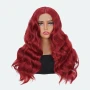 Тъмно червена бордо синтетична перука с дантела, снимка 3