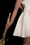 Рокля с гол гръб и панделка – Бяла, снимка 4