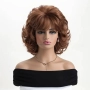 Къса дамска къдрава кафява синтетична перука с бретон, снимка 4