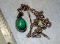 СТАРИНЕН СРЕБЪРЕН РЕТРО ПЕНДАНТ с НАТУРАЛЕН ЗЕЛЕН НЕФРИТ и СРЕБЪРНА ВЕРИЖКА МАРКОВО СРЕБРО 975 43300, снимка 8